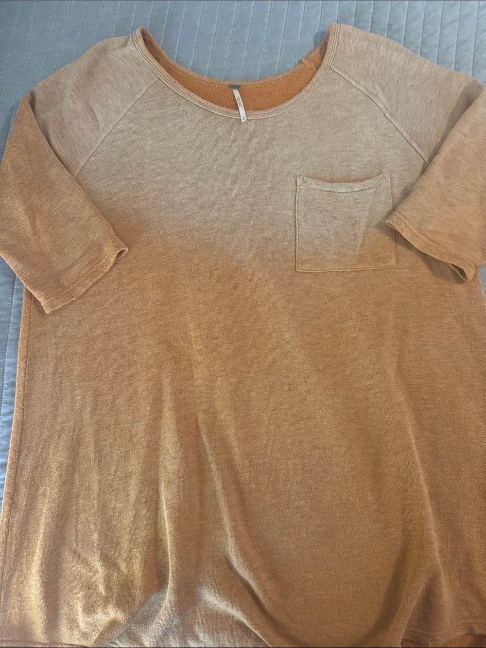 Free People Scoop Neck Short Sleeve Pullover in Tan